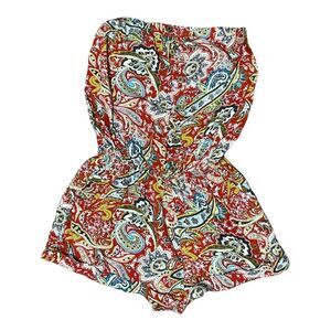 WET SEAL STRAPLESS ROMPER PAISLEY PRINT MULTICOLOR‎ M NWOT